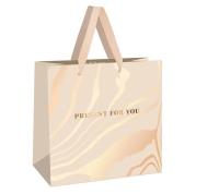 Пакет подар. "Beige", 20*20*10 см, MESHU, фольга, выб. лак, матовая ламинация, MS 66233 Бежевый - фото