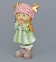 Новогодняя статуэтка, 9 см, пастельно-мятный, Девочка Разноцветный - фото