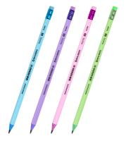 Карандаш чернографитный HB, BRAUBERG "PASTEL", 1шт, с резинкой, трехгранный, 181995 Микс - фото