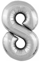 Шар фольга Agura (40''/102 см) Цифра, 8 Slim, Серебро, 1 шт. (4) Серебро - фото
