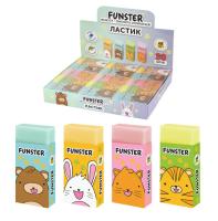 Ластик FUNSTER (ФАНСТЕР) "ANIMALS", 50х24х10 мм, прямоугольный, экологичный ПВХ, микс, 272730 (60) Микс - фото