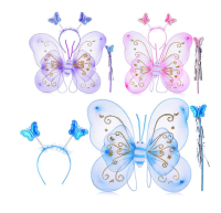 Крылья карнавальные "Бабочка со звездочками" (ободок, крылья, палочка) в пакете, микс, S0886 Микс - фото