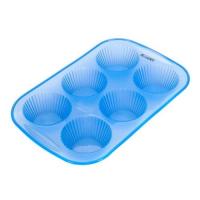 Форма для кексов 6 ячеек 26*18*2,5см Linea Silicone Голубой - фото