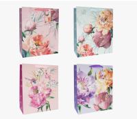 Пакет подарочный бумажный с ручками 18*23*10, арт. L1057 Люкс, Пионы Разноцветный - фото