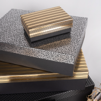 Коробка Строгий микс, Черный/Золото/Серебро, Металлик, 14,5*10*5 см, 1 шт Черный - фото