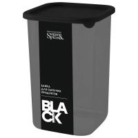 Банка для сыпучих продуктов Sugar&Spice Black 1.2 л 105*105*160 мм арт. SE168510621 с гибкой крышкой 1 шт. Черный - фото