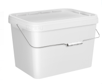 Комплект Ведро 20,0л прямоуг. белое с метал. ручкой + Крышка д/ведра 20,0л прямоуг. белая (388*283) Белый - фото