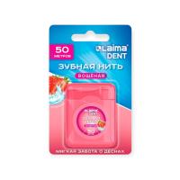 Зубная нить вощеная 50м, мягкая забота о деснах, ВКУС КЛУБНИКИ, LAIMA DENT, 609415 Розовый - фото