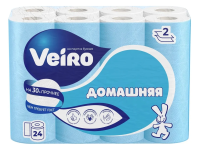 Туалетная бумага Вейро Домашняя 2сл 24рул, целлюлоза, арт. 1С224  - фото