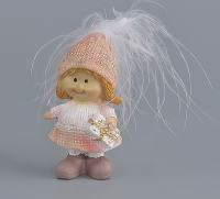 Новогодняя статуэтка, 7 см, золотисто-розовый, Девочка Золотой - фото