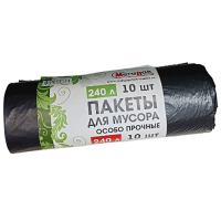 Мешки д/мусора 240л в рул. 10шт  ПВД Мегапак, арт 29361 (20) Черный - фото