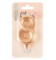 Свеча Цифра, 8 "Грани", Золото, 4*7 см, 1 шт, 1706 Золотой - фото