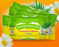 Салфетки влажные антибактериальные Clinija Ромашка, 15шт Белый - фото