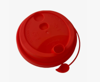 Крышка д/стакана Р80 красная с заглушкой 1/40  Красный - фото