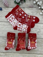 Носки женские TURKAN новогод. зайчики арт. 534  / 3 пары Красный - фото