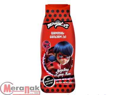 Шампунь-бальзам детский 2в1 Чудесная Леди Баг (Miraculous) 400мл Леди Баг и супер Кот,  арт. 94996  - фото