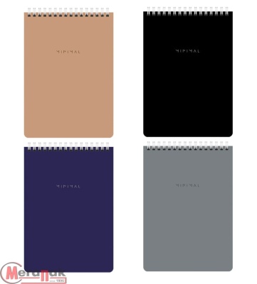 Блокнот А5 146х206мм, 60л, гребень, картон, жест подложка, клетка, BRAUBERG, Minimal Classic, 116426 Микс - фото