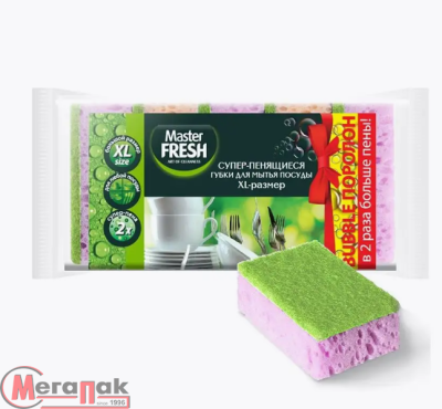 Губки для мытья посуды XL (bubble-пор), 5шт. микс цветов, арт. С0006055, С0007169 Master FRESH  - фото