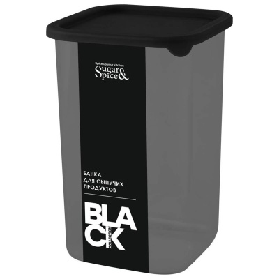 Банка для сыпучих продуктов Sugar&Spice Black 1.2 л 105*105*160 мм арт. SE168510621 с гибкой крышкой 1 шт. Черный - фото