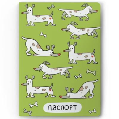 Обложка для паспорта «Пёсики» Зеленый - фото