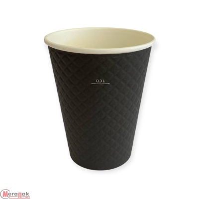 Стакан бумажный д/гор двуслойный 350 мл Waffle Black черн 25шт, арт. ЕМ90-430 Черный - фото