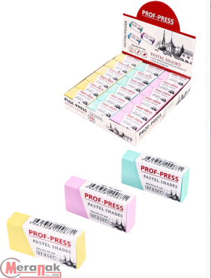 Ластик цветной прямоугольный "PASTEL SHADES" 3 цвета, 40*20*10мм, арт. ЛС-0087 Prof-Press Микс - фото