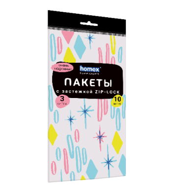 Пакеты с застежкой Zip-Lock Очень Практичные 3 л 10 шт, 7213 (35) HOMEX  - фото