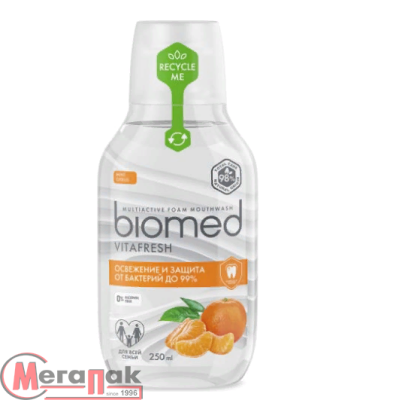 Комплексный пенный ополаскиватель для полости рта BIOMED VITAFRESH, 250 мл, арт. 109.51154.01 Прозрачный - фото