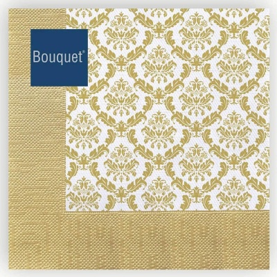 Салфетки бум.  Bouquet  33*33, 3сл 20шт "Гобелен в золотой рамке" (12)  - фото
