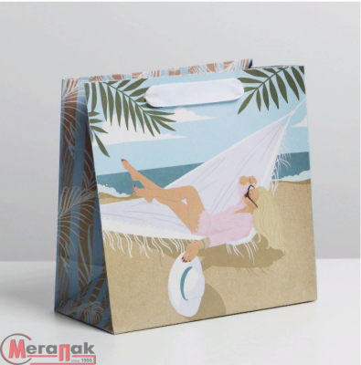 Пакет крафтовый квадратный «Summer», 22 × 22 × 11 см 7183908 Дарите счастье (600)  - фото