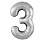 Шар фольга Agura (40''/102 см) Цифра, 3 Slim, Серебро, 1 шт. в уп. (4) Серебро - фото