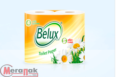 Туалетная бумага "BELUX" белая, 2-сл, 4 рул, арт. 800 Белый - фото