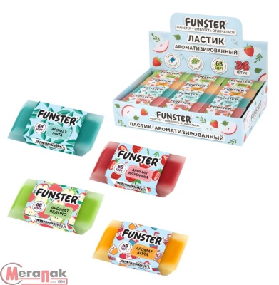 Ластик ароматизированный FUNSTER (ФАНСТЕР) "SWEET", 54х23х10 мм, экологичный ПВХ, микс, 272727 (72) Микс - фото