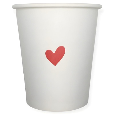Стакан бумажный 250 мл d80 мм 1-слойный Сердце 5 шт/упак  - фото