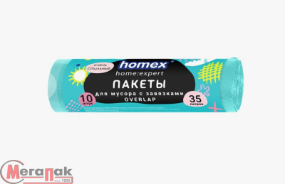 Пакеты д/мусора Очень Стильные  с завяз. OVERLAP 35 л бирюзовые 1/10, 0349 HOMEX (20) Розовый - фото