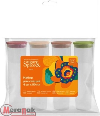Набор для специй Sugar&Spice Honey 4 шт. микс SE112312998 Прозрачный - фото