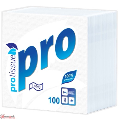 Салфетки бумажные Protissue 1-сл, 24*24см, арт. С184 Белый - фото