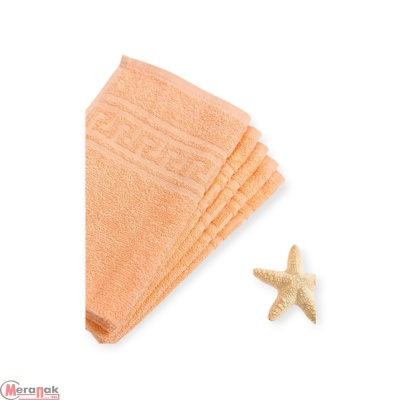 Полотенце махровое 380 г/м2  30*50, гладкокрашенное, 028-персиковый, ВТ 30-50Г Персиковый - фото