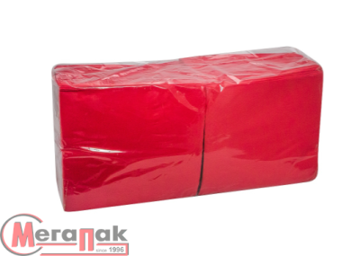Салфетки бумажные 33*33см, 2-сл, красные, 200л, 1/4 слож Красный - фото
