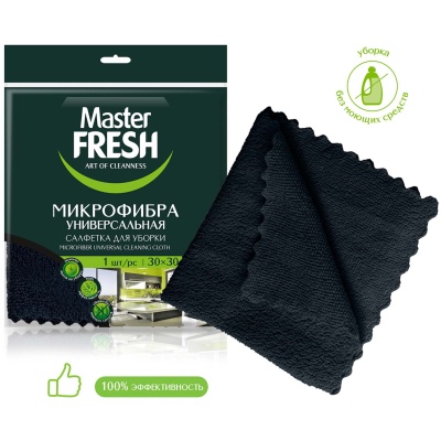 Салфетка микрофибра для пола XL 50*60см, ЧЕРНАЯ Master FRESH, С0008497 (20)  - фото