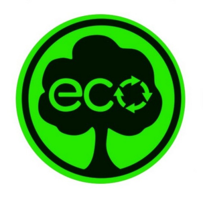 Этикетка Круг d39 (1/100) Знак ECO с деревом зеленая Зеленый - фото