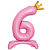 Шар фольга Falali (32''/81 см) Цифра, 6 Золотая корона, на подставке, Розовый, 1 шт.в уп.(надув воздухом) Розовый - фото