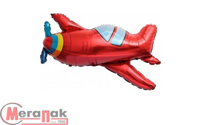 Шар с клапаном (15''/38 см) Мини-фигура, Самолет, Красный, 1 шт.  - фото