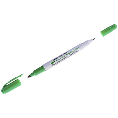 Маркер перм. двухст-й Crown "Multi Marker Twin" зеленый, пулевидный, 2мм/1мм P-800W,117932 (12) Зеленый - фото