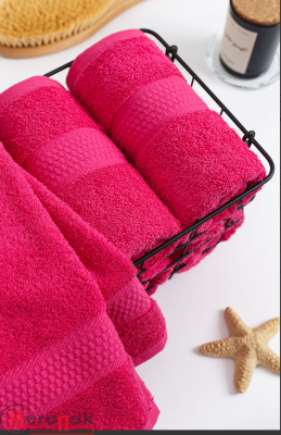 Полотенце махровое 460 г/м2  50*90 гладкокрашенное малина, арт. 50-90BS Малиновый - фото