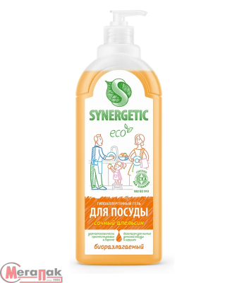 Гель д/мытья посуды 1,0л "Synergetic" Апельсин (8) 103105/8  - фото