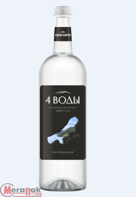 Вода природная питьевая артезианская "4 воды" газ 0,75л 8101029 (1/6)  - фото