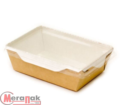 Коробка картонная с пластиковой крышкой 150*150*50 OpSalad 900 Packton 34523 (50шт)  - фото