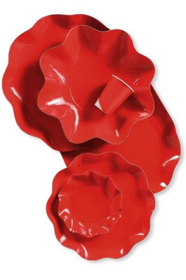 Тарелка бумажная Д=18,5 (1/10шт) RED 46TC Красный - фото