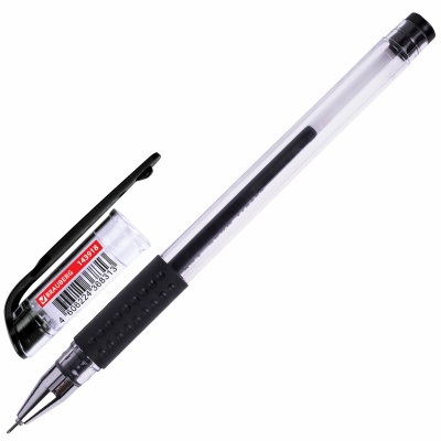 Ручка гелевая с грипом BRAUBERG "EXTRA GT NEEDLE", ЧЕРНАЯ, игольч.узел 0,5 мм, линия 0,35 мм, 143918  - фото